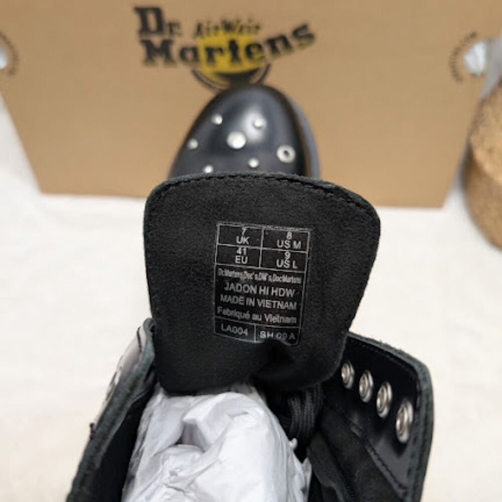 Dr. Martens Jadon Hi HDW Studded Black Buttero Leather Platform Boots UK 7 NIB - Picture 11 of 13